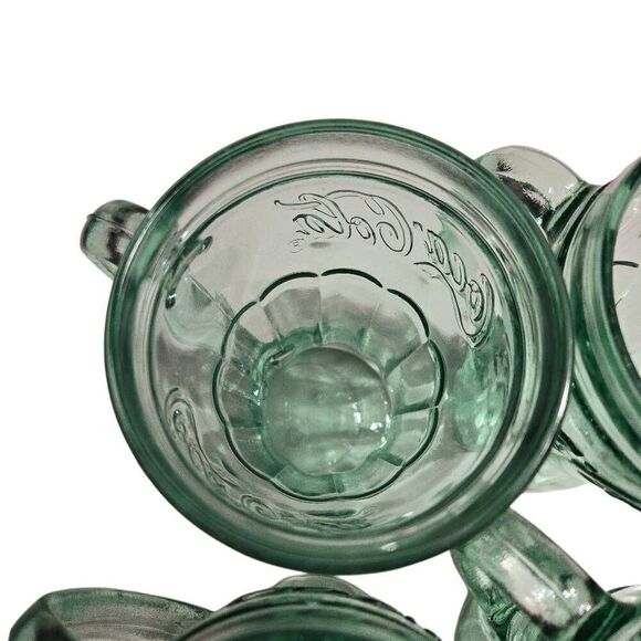 Green Tinted Coca-Cola 16 oz. Glass Mugs With Handles 6-1/2" Tall Lot Of 4 - Picture 6 of 10